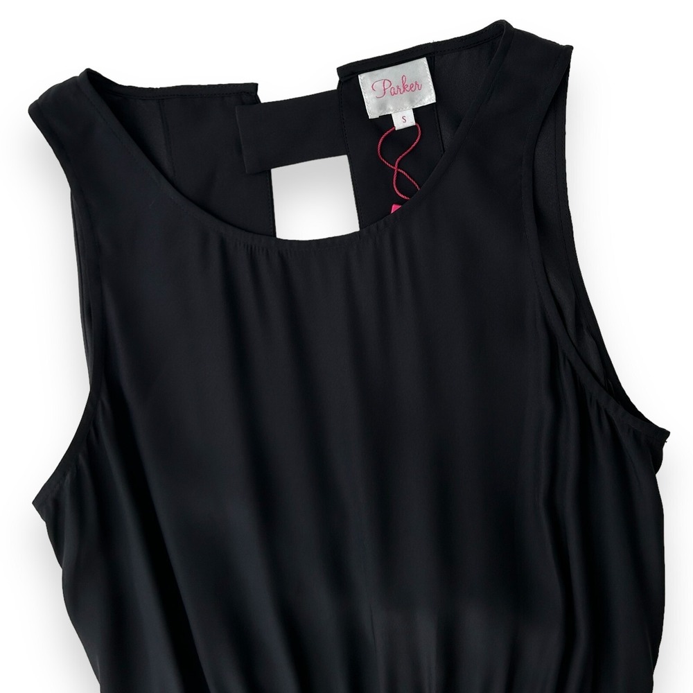 Parker Women's Size Small Black 100% Silk Sleeveless Elastic Waist Jumpsuit NWT - Picture 6 of 13